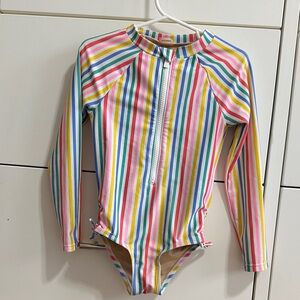 Old Navy Multicolor Striped Long Sleeve Rashguard One-Piece